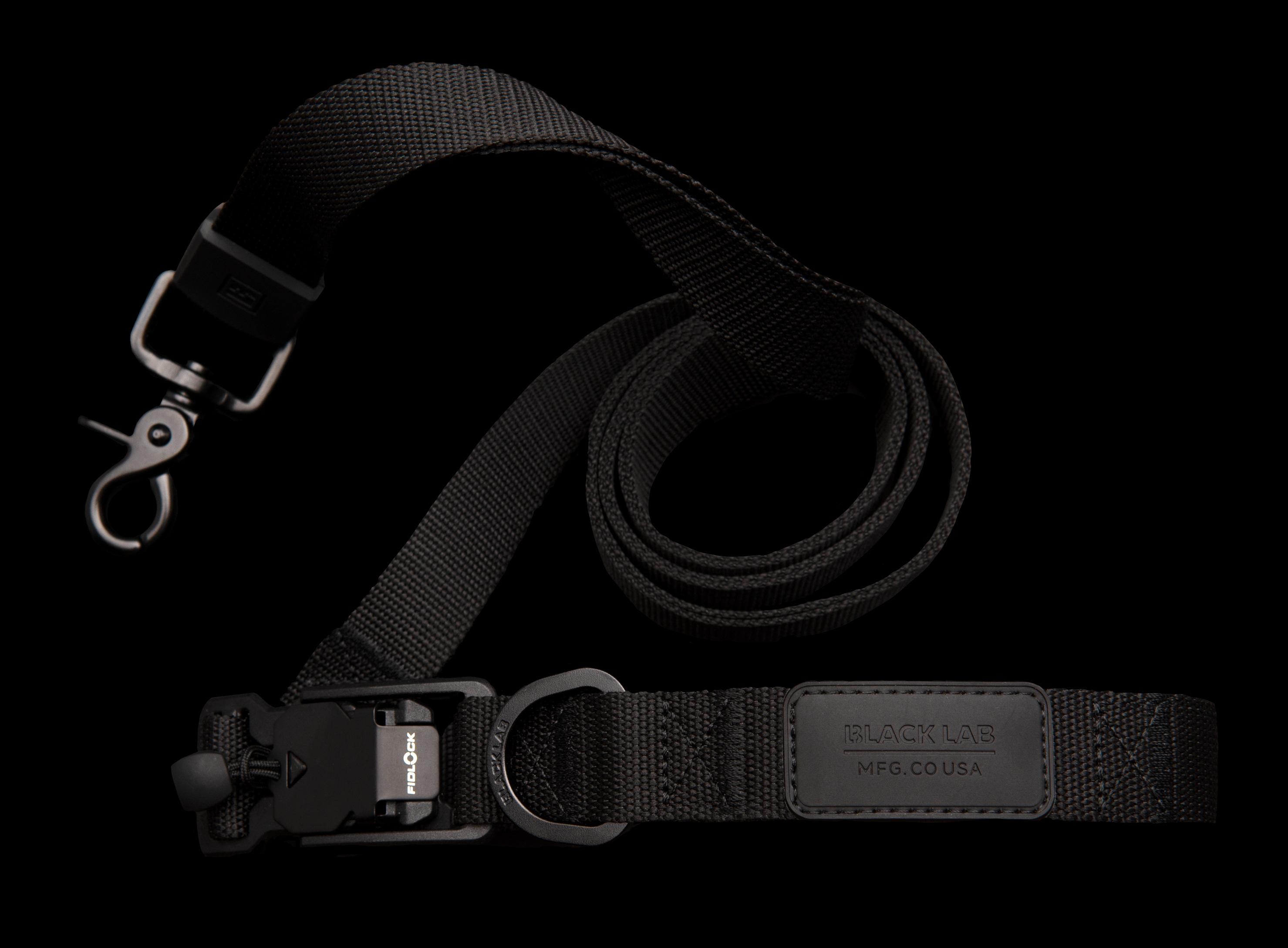 Black Lab Brands Hands-Free Dog Leash with Fidlock buckle dark view