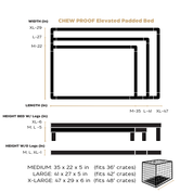 Metal Frame CHEW PROOF Elevated Padded Dog Bed Size Chart