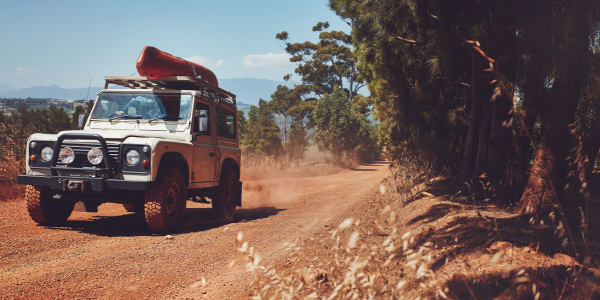 SUV on a dirt road