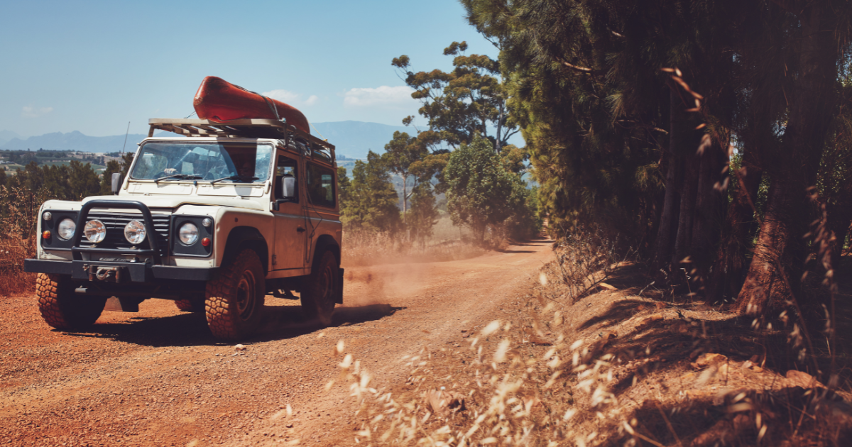 SUV on a dirt road