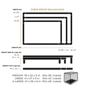 Metal Frame CHEW PROOF Elevated Dog Dog Bed Size Chart