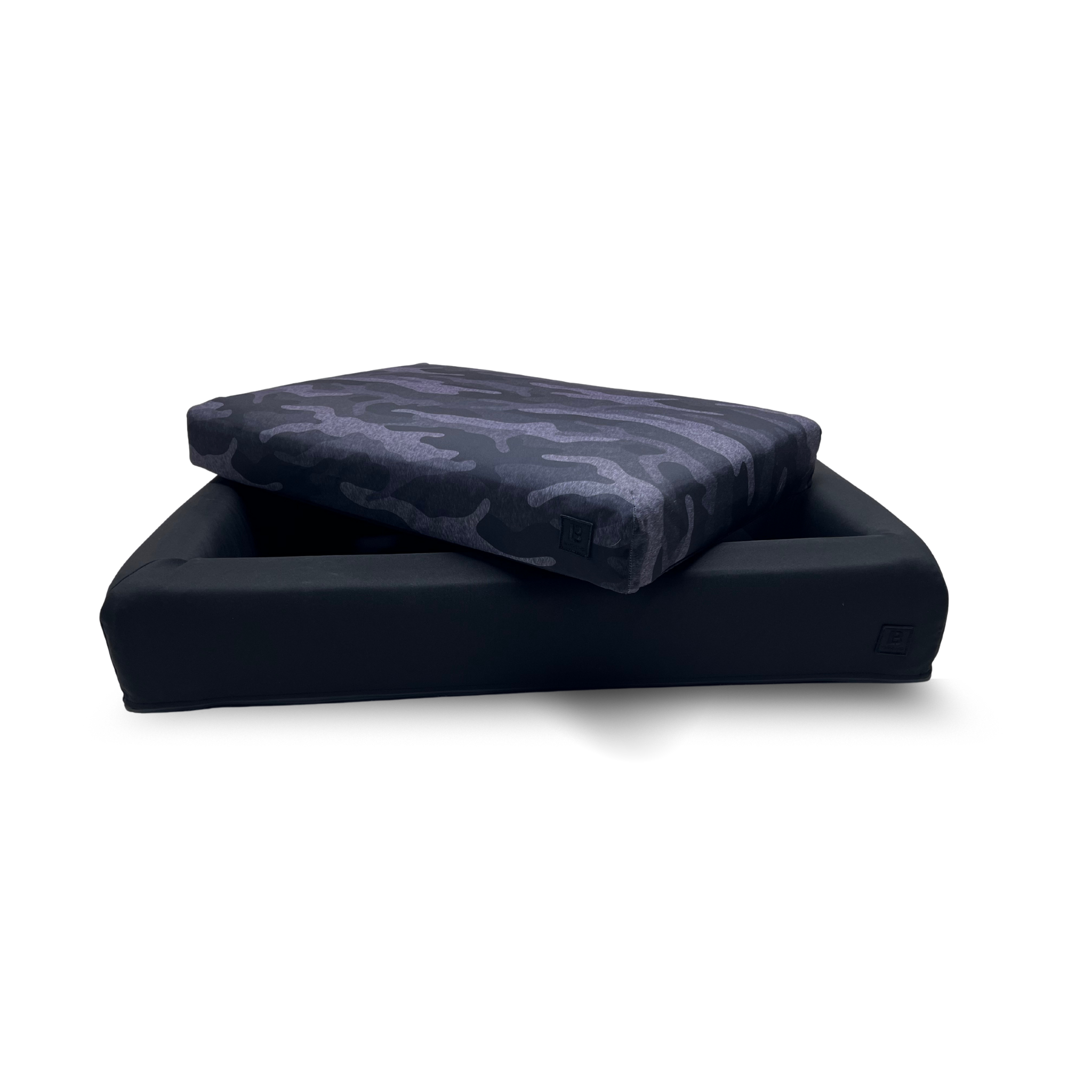 Dark Camo removable washable dog bed mattress cover and  bolster set