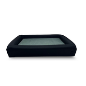 Sage waterproof dog bed with black bolster and removable washable covers.