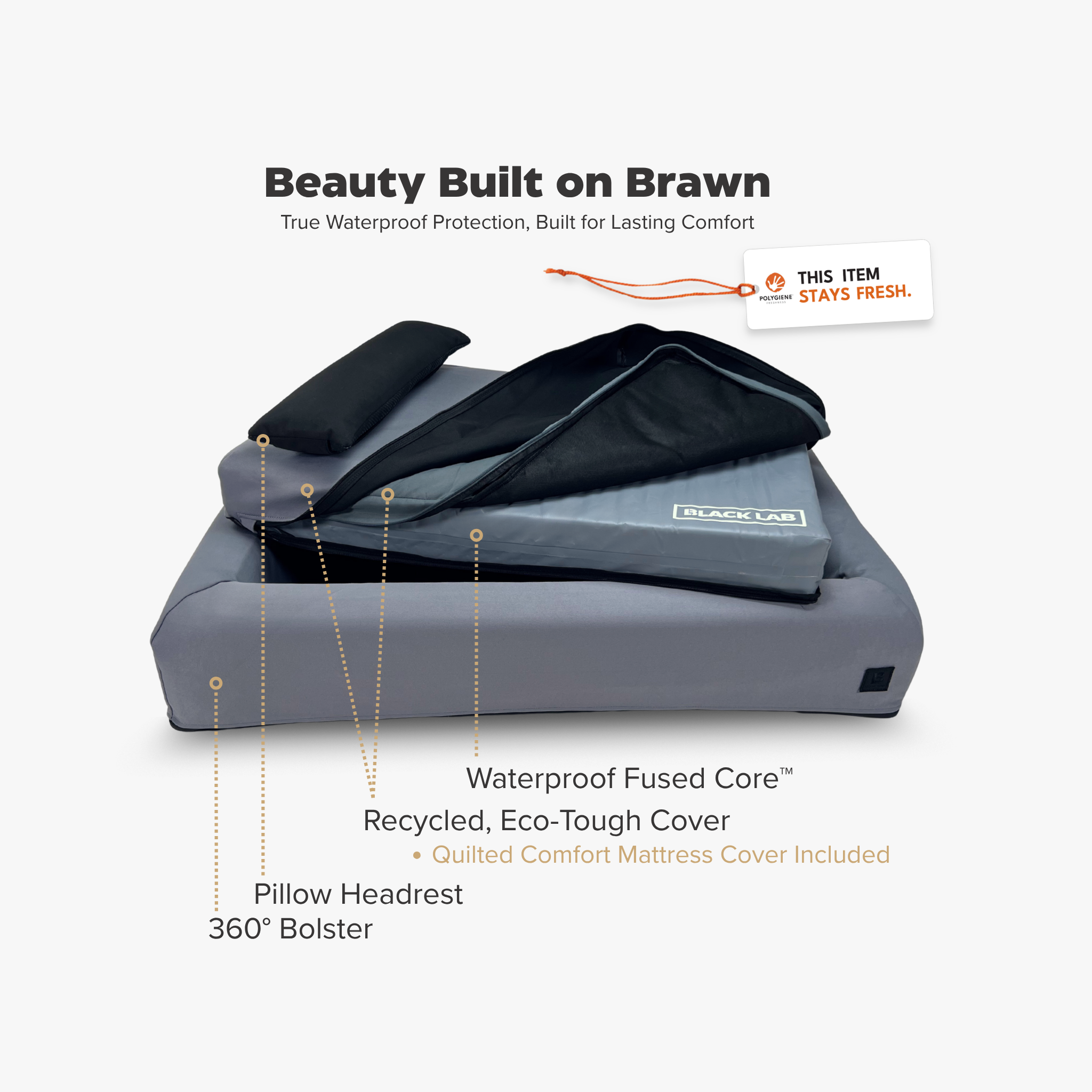 Build your dog bed with bolster cover and pillow options