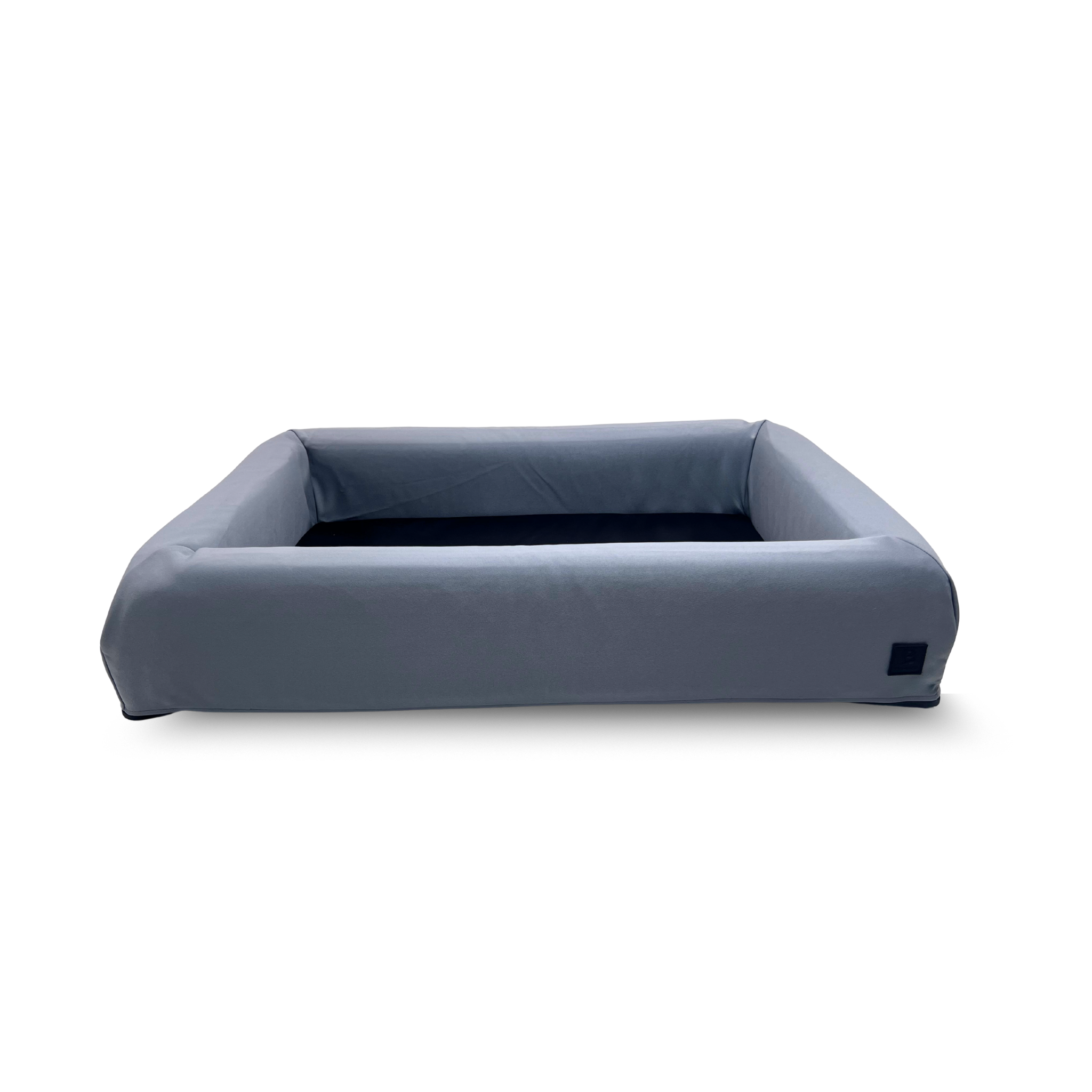 Gray microsuede modular dog bed bolster add-on